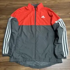 adidas ウィンドブレーカー　キッズ　150 レッド　グレー
