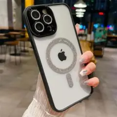 iPhone15用スマホケース♡ワイヤレス充電 耐衝撃性高級ダイヤモンドグリッタ