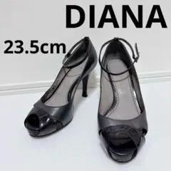 DIANA（ダイアナ）オープントゥ ストラップパンプス 23.5cm ブラック