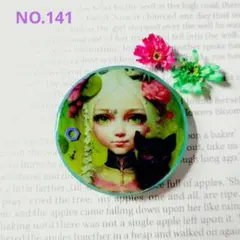 No.141❤黒猫❤美女❤レジン❤ヘアゴム ブローチ