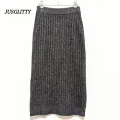 ジャスグリッティー 厚手 リブニットスカート【M】ロングスカート ウール混