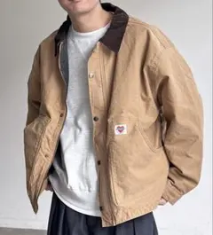 ベージュ コットンジャケット ブラウン襟