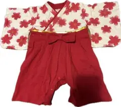 袴ロンパース　70センチ　女の子　赤　ひな祭り