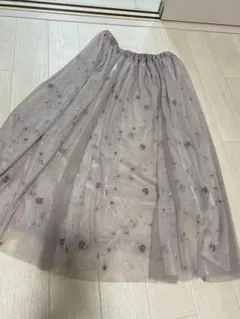 新品　earth チュールスカート　ロング　花柄　刺繍　F