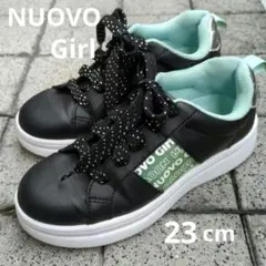 NUOVO Girl キッズ スニーカー 23cm 黒/ミント