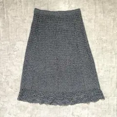 90's vintage クロシェ編み ロングスカート 藍色 レトロ 森ガール