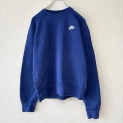 NIKE スウェット　ワンポイント刺繍ロゴ　古着メンズ　青　S 139