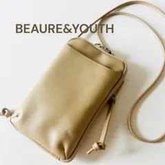【美品】BEAURE&YOUTH レザー　ウォレットショルダー　 ベージュのサムネイル