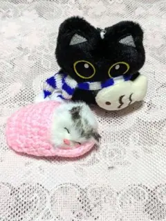 専用です。 黒猫と寝ている動物のぬいぐるみセット