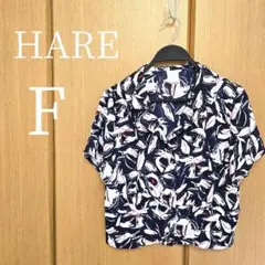 ☆美品☆​HARE/ハレ◾オープンカラーシャツ ◾ボタニカル柄◾ネイビー F