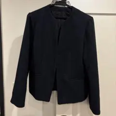 ダークネイビー ノーカラージャケットとスカートセットGU