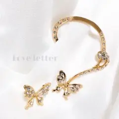 No.391 ゴールド バタフライイヤーカフ型ピアス 韓国 蝶々 量産型 地雷