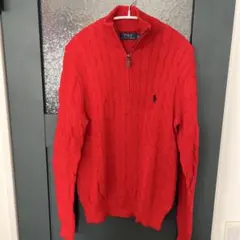 Polo Ralph Lauren 赤 ジップアップニットセーター