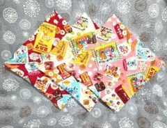 【400】ガーゼハンカチ　3枚セット　はいから横町駄菓子柄