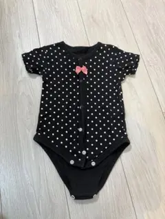 黒の水玉ロンパース（リボン付き）