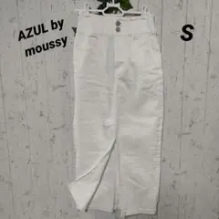 【AZUL by moussy】ホワイト ハイウエストデニム タイトスカート