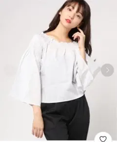 a.g.plus ストライプ柄シャーリングブラウスのサムネイル
