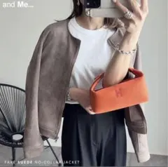 and me フェイク スエード ノーカラー ライダース ジャケット