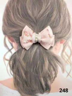 ピンクリボンのヘアゴム