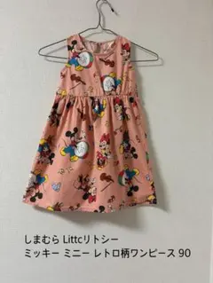しまむら Littcリトシー ミッキー ミニー レトロ柄ワンピース90のサムネイル