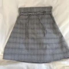 NICE CLAUPグレー系チェック Aラインミニスカート