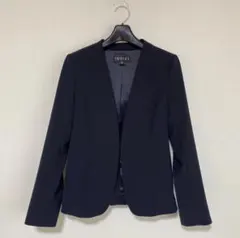 インディヴィ ノーカラー Vカラー ジャケット 05 ストレッチ