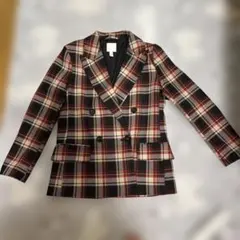 未使用H&M チェック柄 ダブルブレストジャケット 36P