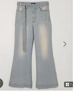 ジーナシス　ベルト付きフレアデニム　Mサイズ ライトブルー