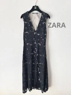 ZARA woman 総レース　Vネック　花柄ワンピース　XS