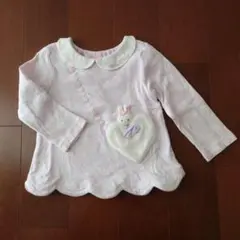 mezzo piano☆うさぎ ハートポケット☆長袖Tシャツ☆ラベンダー☆90