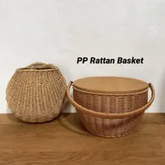 PPラタンバスケット ピクニックバスケット 壁掛けバスケット 2個セット