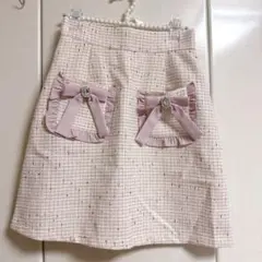 Ank♡リボンビジュー付きツイードSK