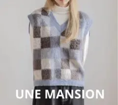 チェック柄 ニットベスト