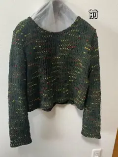 ZARA ざっくり編みニット 長袖 グリーン系