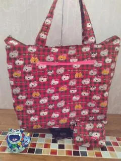 ハンドメイドファスナー付きトートバック 猫