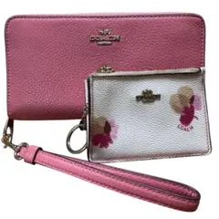 COACH ピンク 長財布 フラワー柄 カードケース コーチ 春物 レディース