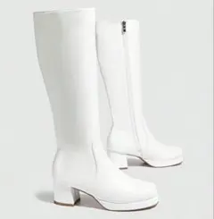 ホワイト ロングブーツ