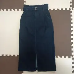 デニムロングタイトスカート ベルト付きのサムネイル