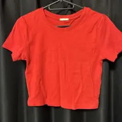 無地 クルーネック 半袖Tシャツ レッド Sサイズのサムネイル