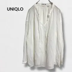ユニクロ コットンシアーボリュームブラウス プルオーバー 綿100％ 袖ゴム L