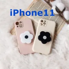 iPhone11ケース　スマホグリップ　お花ポップソケット　可愛い
