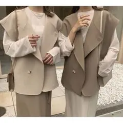 BLATE ニュアンスポンチョベスト ジレ モカ