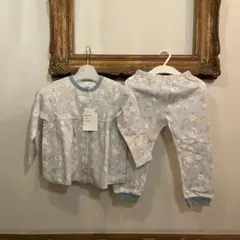 新品 アプレレクール 90 パジャマ 前開き 花柄 スワン グリーン