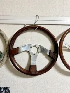 イタルボランテ　ステアリング　白レザー　茶ウッド イタルボランテ白レザー 茶ウッド イタルボランテ ステアリング 白