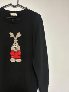 ✨美品✨　エムユースポーツ　ニットセーター　ゴルフウェア　デカロゴ　黒　40