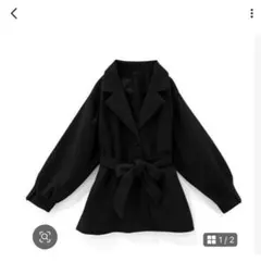 リボンベルト付きボリュームスリーブショートコート[ze684] grl