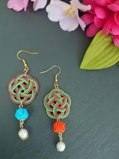 ～水引ピアス～レトロカラー アシンメトリー