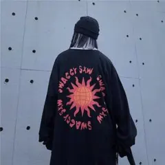 長袖 薄手トレーナー 個性的 太陽 パンク デザイン ビックシルエット 韓国