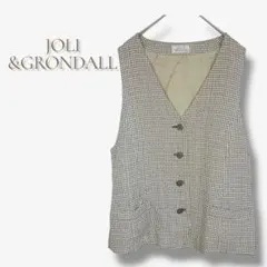 ジレ ベスト 千鳥柄 グレー系 Vネック 前開き 上品 きれいめ レトロ 重ね着