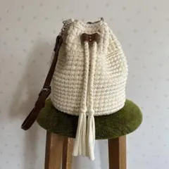 Tシャツヤーン　ハンドメイド　巾着　ショルダーバッグ